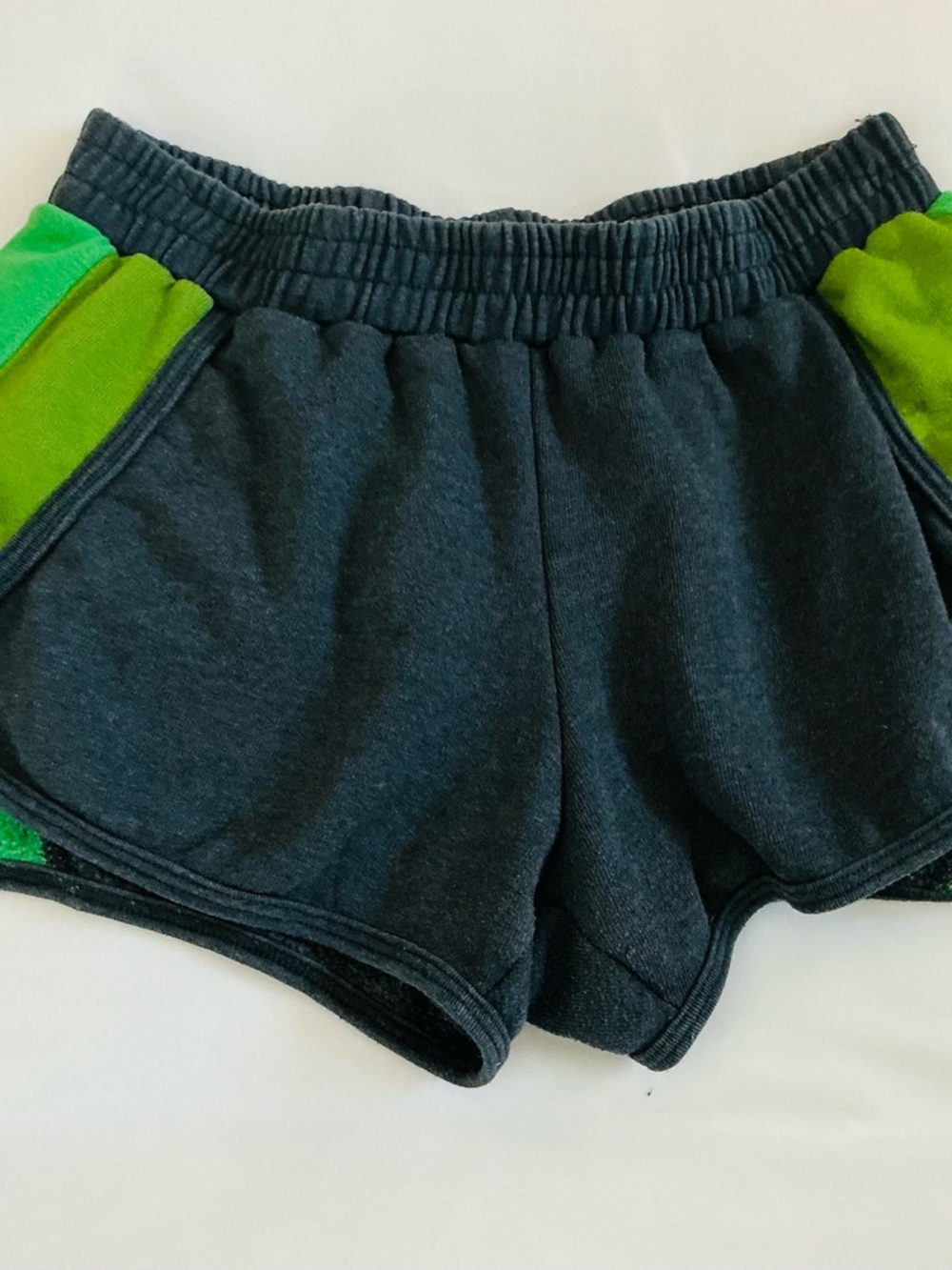 Aviator Nation Dark Charcoal Sweatshorts with Yellow & Orange Label